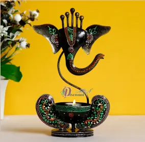 Mini Ganesha - Green Black (Tealight Holder)