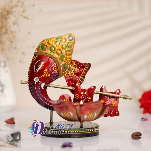 Shree Ganesh Red Lotus (Tealight Holder)
